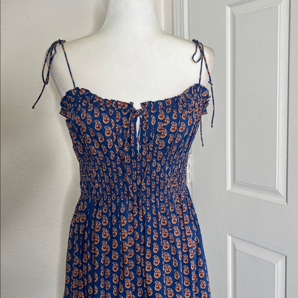 Doen Rhoda Organic Cotton Poplin Sundress Women's M Mazarine Sunrise Paisley - Picture 7 of 16